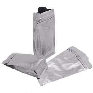 Matt Silver Flat Bottom Pouches Tear Off Zipper & Valve