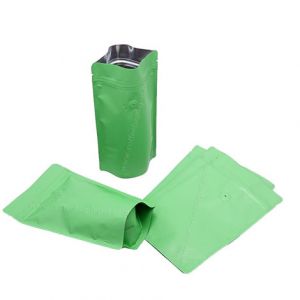 Matt Light Green Stand Up Pouch with Zipper & Valve