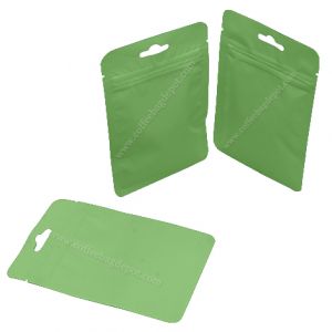 Matt Light Green Three S S Pouch With Zipper & Euro Slot
