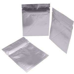 Matt Silver Three Side Seal Pouches With Zipper