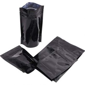Shiny black pouches