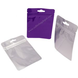 Clear / Shiny Purple Three S S Pouch With Zipper & Euro Slot